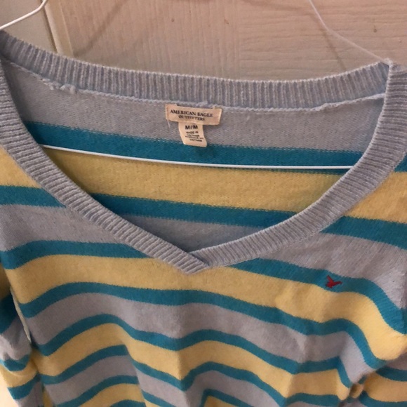 American Eagle Outfitters Striped V Neck Sweater - Picture 4 of 7